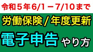 【電子申請 労働保険年度更新申告書のやり方】令和5年61710期限の労働保険料の申告書のインターネットでの電子申請の方法について社会保険労務士が解説します。概算保険料労働保険料egov [upl. by Esinereb]