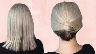 EASY chignon on short to medium length hair  thin fine hair [upl. by Aeslek]