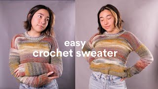 crochet sweater tutorial  crochet a pullover in 15 HOURS [upl. by Grosmark]