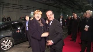 Rencontre HollandeMerkel au Stade de France [upl. by Aerdnahc652]