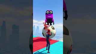 GTA 5 SPIDERMAN MINION MOTORCYCLE AND WATER SLIDE RAGDOLL 29 gta spiderman minions [upl. by Hsirap929]