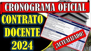 CRONOGRAMA OFICIAL DEL CONTRATO DOCENTE 2024  MINEDU [upl. by Nirrep]