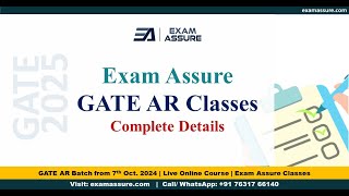 Details of GATE AR 2025 Batch for GATE Architecture and Planning  Exam Assure GATE Classes [upl. by Essila879]