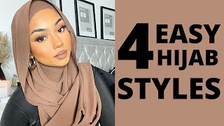 4 EASY HIJAB STYLES  TUTORIAL 2021 [upl. by Elocon]