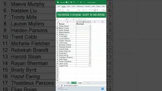 ReverseFlip an excel range Excel Formula Shorts [upl. by Izaak324]