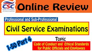 Civil Service Exam Reviewer Part 4  Code of Conduct and Ethical Standards CSE online Reviewer 2024 [upl. by Rehotsirhc]