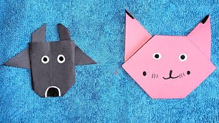 Amazing origami animal faces DIYFun and easy paper craft for kids kidas paper craft for school [upl. by Ovida410]