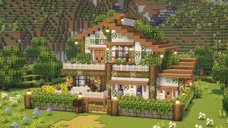 Minecraft 🌲🌿 Aesthetic Cottagecore House Tutorial  Mizunos 16 Craft Resource Pack [upl. by Tadio482]