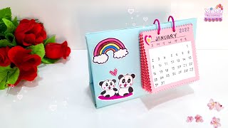 How to Make New Year Desk Calendar Disney Characters Craft DIY Calendar Craft  2022 Paper Craft [upl. by Aitnwahs]