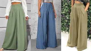 PLEATED WIDE LEG PALAZZO PANT WITH POCKETS  CUTTING amp STITCHING  How To Cut amp Sew Trouser foryou [upl. by Annekcm]