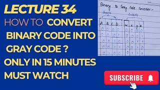 How to convert binary code to gray code Lecture 34 Bimary to gray code converterFor DLD and AICT [upl. by Tracay683]