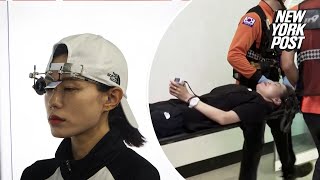 Viral Olympic shooter Kim Yeji collapses at press conference in scary scene [upl. by Rot261]