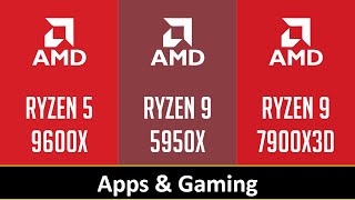 RYZEN 5 9600X vs RYZEN 9 5950X vs RYZEN 9 7900X3D [upl. by Greerson167]