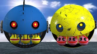 ROBOT PACMAN VS MS PACMAN VS PACMAN MONSTER IN POKEMON A NEW BATTLE BETWEEN ROBOTS [upl. by Avner]