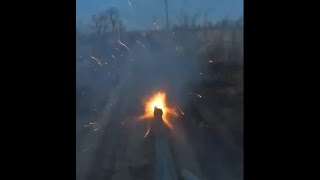 Bradley Destroys a Russian BTR Near Berdychi Turret View [upl. by Kehr]