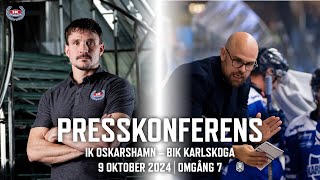 Presskonferens efter IK Oskarshamn – BIK Karlskoga 9 oktober 2024 [upl. by Ewer155]