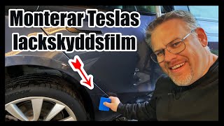 Monterar lackskyddsfilm mot stenskott på min Tesla Model 3 [upl. by Norel]