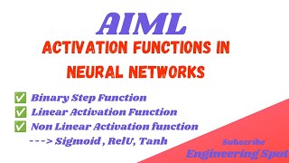 Activationfunctions aiml neuralnetworks artificialintelligencemachinelearning engineeringspot [upl. by Cianca421]