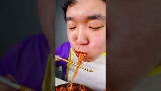 Fire Noodles spam kimchi Giant t bone steak funny eating Mukbang 😂😂 shorts [upl. by Narah]