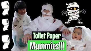 Toilet Paper Mummy Game Mimi has fun with Daddy and turns everyone into Mummies  Kids amp Fun [upl. by Raviv]