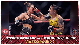 Jessica Andrade pummels Mackenzie Dern via TKO at UFC295  Bloody Water Podcast [upl. by Coretta]