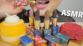 ASMR Mini Mousse Cakes with Real Lipstick Chocolate NO Talking Eating Sounds  NE Lets Eat [upl. by Anoved493]