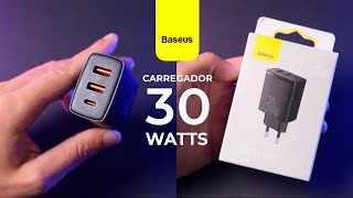 CARREGADOR RÁPIDO para IPHONE e ANDROID  Baseus 30WQuick Charge [upl. by Daberath451]