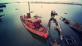 Arthur Kill Ship Graveyard  abandoned  Drone View  Staten Island NY  Blade Chroma 1080p [upl. by Hugibert201]