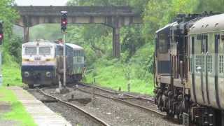 Indian RailwaysWDP4D 40101 Netravati express snakes in at Vaibhavwadi [upl. by Aible]