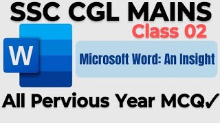 MS Word Class 02 Computer Classes For SSC CGL MAINS [upl. by Eniarda]