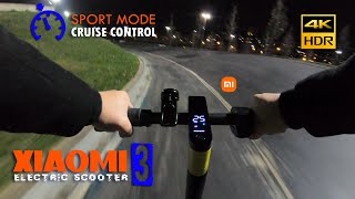 Xiaomi Mi Electric Scooter 3  Sport Mode Cruise Control Test Environment Sound Only 4K [upl. by Koch]