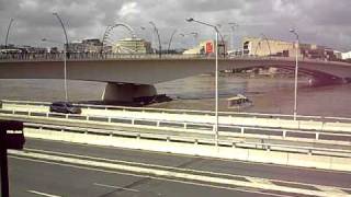 boat crashes into bridge in Brisbane flood [upl. by Parrnell]