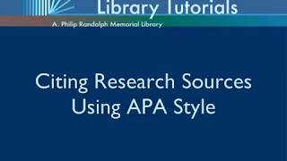 Citing Research Sources using APA Style [upl. by Enawd]