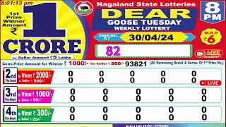 Dear Goose Tuesday Weekly Lottery 8PM 30042024 Dear Nagaland State Lotteries Live Draw Results [upl. by Cantlon]