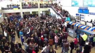 Flashmob Odessa Flughafen 3032014 Europahymne und ukrainische Nationalhymne [upl. by Leesa]