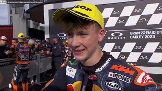 Casey OGorman 🇮🇪 P2 Interview Race 1 2023 Red Bull Rookies Cup Mugello [upl. by Aenyl]