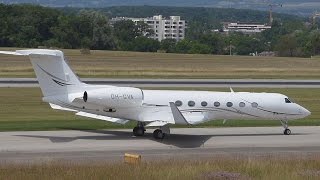 FullHD Airfix Gulfstreams 5 amp 4 takeoff at GenevaGVALSGG [upl. by Nihhi]