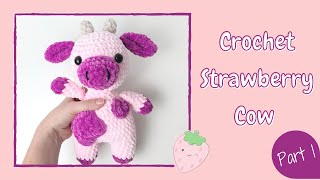 Crochet Strawberry Cow TikTok  Tutorial Part 1 Updated  Free Amigurumi Animal Pattern [upl. by Macomber]