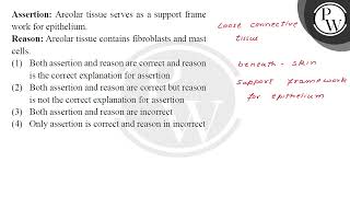 Assertion Areolar tissue serves as a support frame work for epithelium Reason Areolar tissue [upl. by Widera]