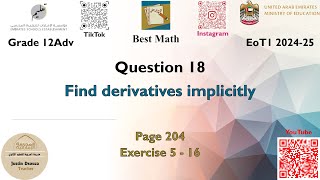 Implicit differentiation  Q18 P2  12A  EoT1 [upl. by Aldredge]