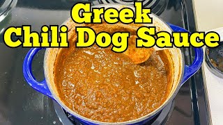 GREEK CHILI DOG SAUCE  Hot Dog Chili Recipe [upl. by Ynnattirb]