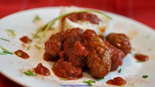 Soutzoukakia Smyrneika  Baked Meatballs in tomato Sauce by Yiayia Maritsa  Σουτζουκάκια Σμυρναίικα [upl. by Naam654]