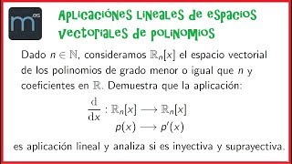 Cuestión sobre aplicaciones lineales de polinomios derivadas de polinomios [upl. by Dougy]