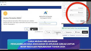 CARA MUDAH MENGAMBIL SISA ANGGARAN UNTUK BOSP REGULER PERUBAHAN 2024 DI APLIKASI ARKAS VERSI 425 [upl. by Nosnirb]