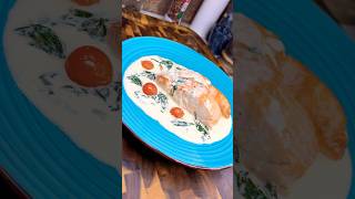 Salmon with creamy spinach sauce  cooking cook food coook recipe delicious gocook foodie [upl. by Hsac]