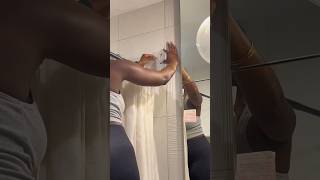 How To Secure Shower Curtain Rod  NO Drilling Renter Friendly Hack shorts bathroommakeover [upl. by Sirromad]