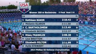 W 200 Backstroke A Final  2014 Phillips 66 National Championships [upl. by Mirisola]