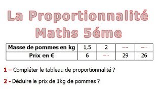 Maths 5ème  La proportionnalité Exercice 19 [upl. by Goodard]