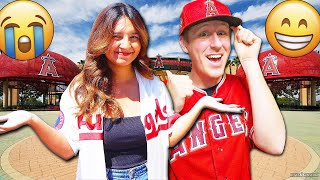 DODGERS FAN LOSES BET AND HAS TO BUY ANGELS JERSEY  Kleschka Vlogs [upl. by Antonietta347]