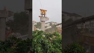 Surat Metro Crane from metro project crashes down on bungalow suratmetro [upl. by Atteynod]